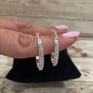 Elegant Silver Crystal Hoop Earrings